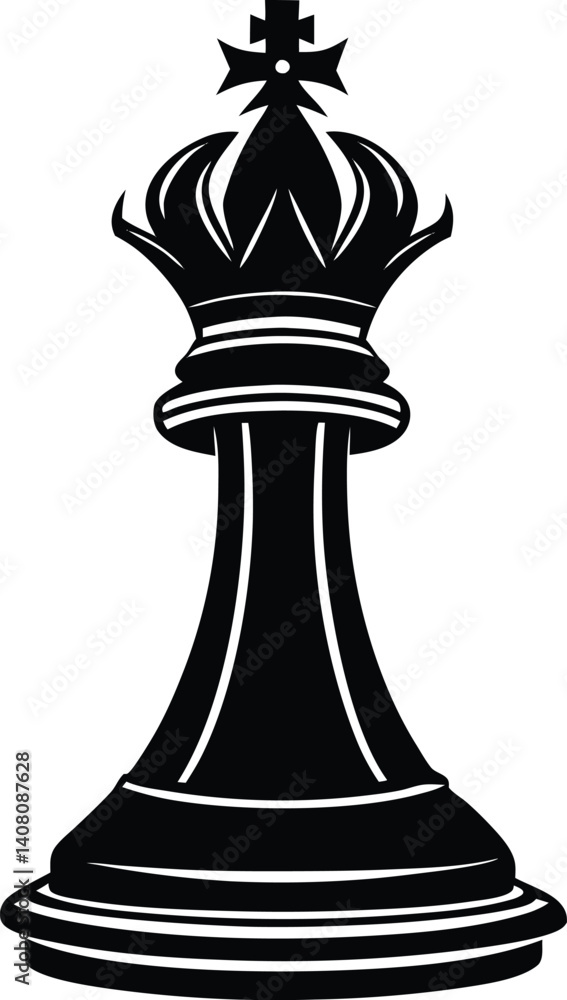Chess King Silhouette Black Vector | Strategic Game Design Chess King Silhouette Black Vector | Strategic Game Design