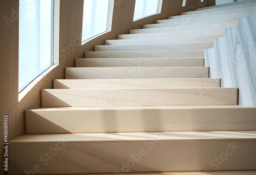 close up of a set of stairs near a window