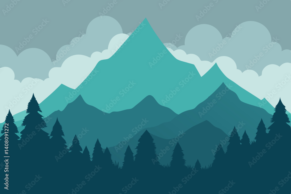 Naklejka premium mountain landscape vector illustration