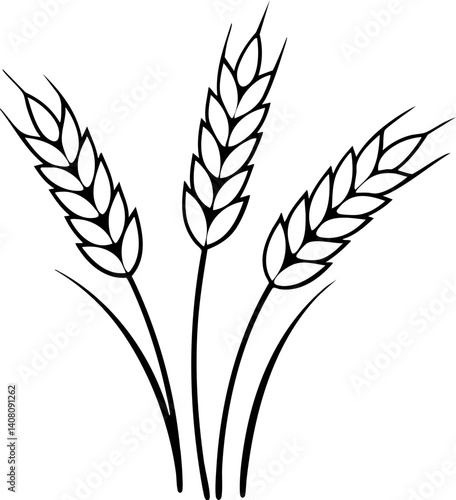 Wheat sheaves in a minimalist black and white design.