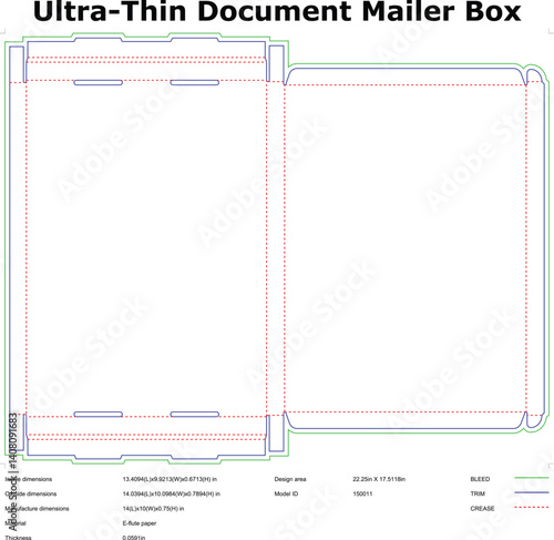 UltraThin Document Mailer Box Packaging Design Template Diagram