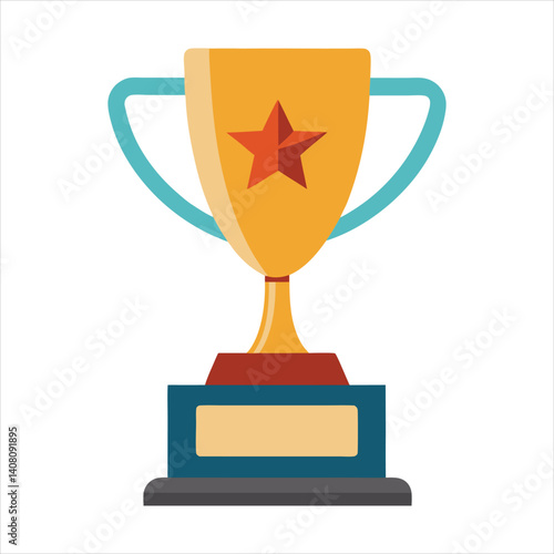 Golden trophy cup, a champion's gold cup signifying success in sport. Trophy on white background. Ai generated.