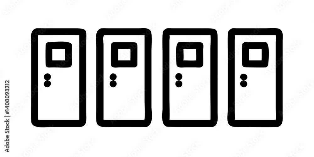 Set of four server icons in flat minimal style Set of four server icons in flat minimal style