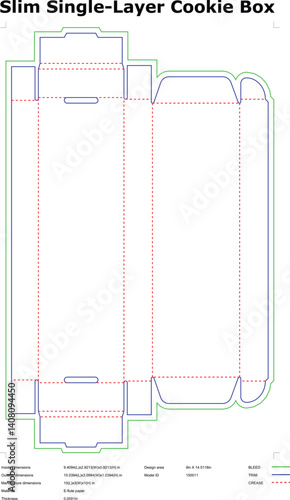 Slim Single Layer Cookie Box Die Cut Template Packaging Blueprint Vector Illustration For Microstock Platforms And Print Production Projects