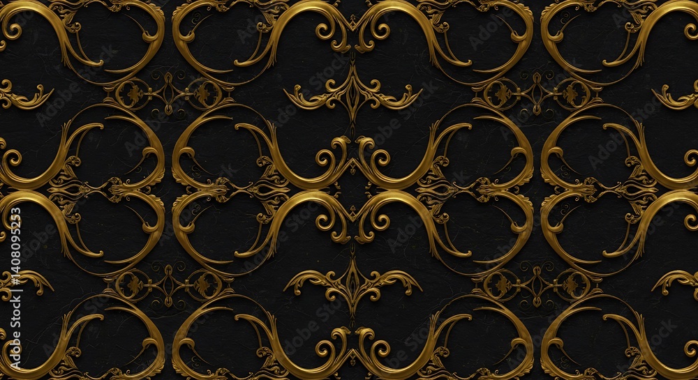 Golden Baroque Elegance: Dark Luxury Texture AI Generated Golden Baroque Elegance: Dark Luxury Texture AI Generated