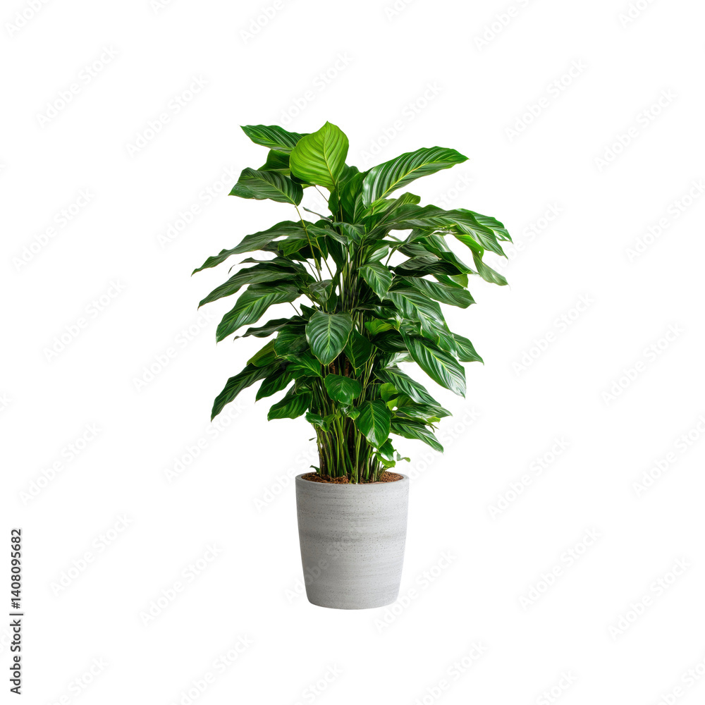 Obraz premium Lush Calathea Ornata Houseplant in a Grey Pot