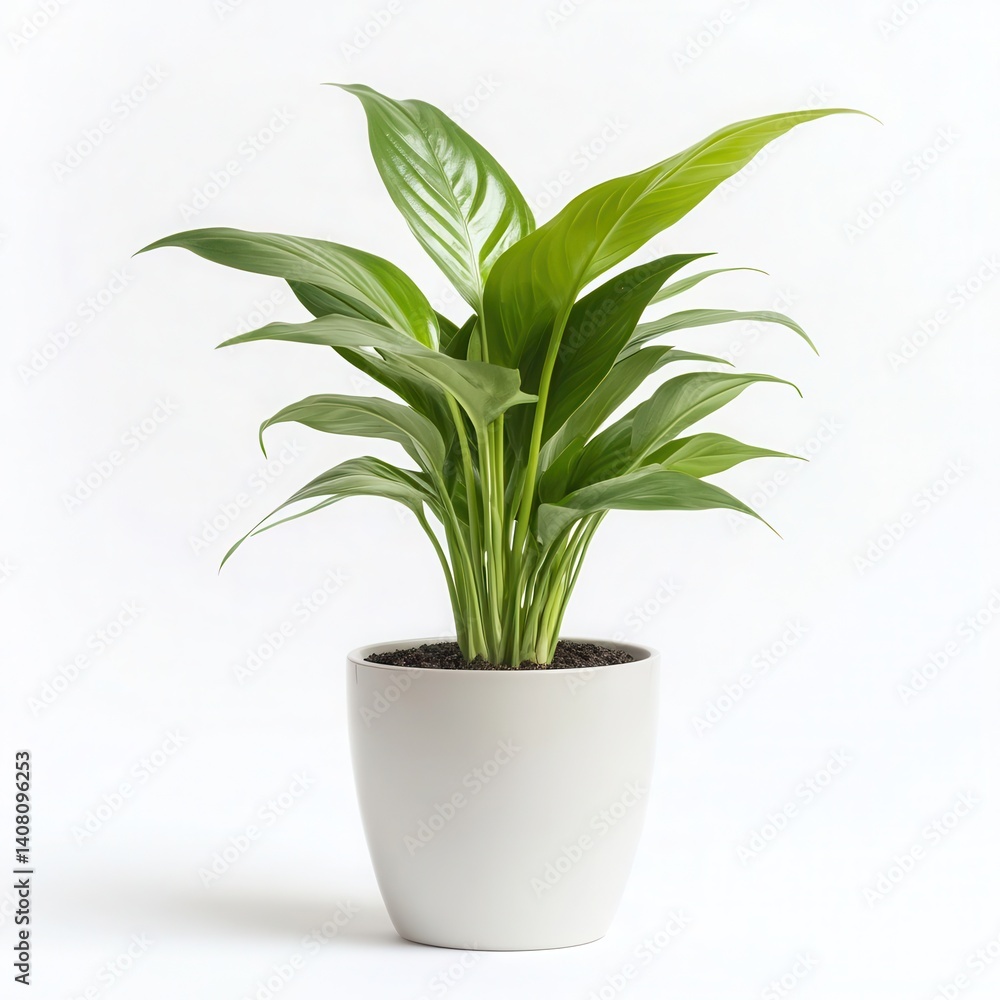 Peace lily plant in pot still life on white background Peace lily plant in pot still life on white background