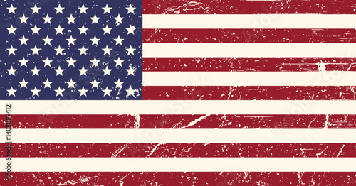 Grunge USA flag, vintage American flag vector background