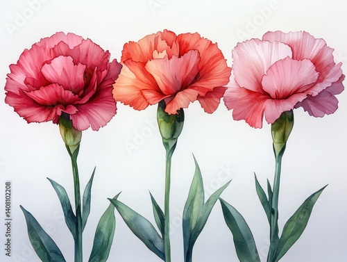 Carnation Watercolor Illustration