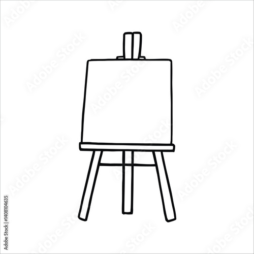 Isolated vector drawing of an easel for painting canvas art supplies for artists and designers