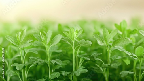 Obraz na płótnie Lush green plants growing vibrantly in a field, reflecting healthy agricultural practices and the beauty of nature in a fresh, organic environment. w salonie