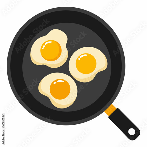 fried egg in a frying pan tasty vector icon on white background