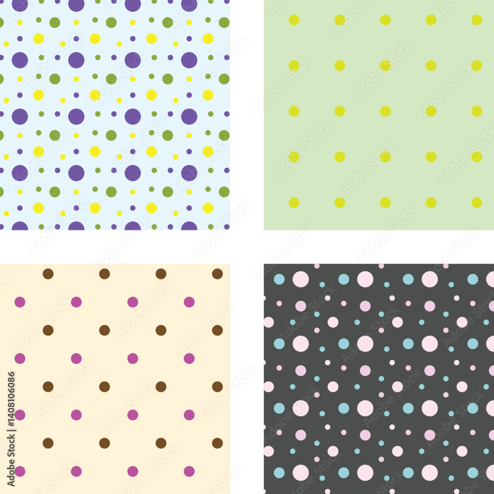 Fototapeta premium collection of classic polka dot seamless designs