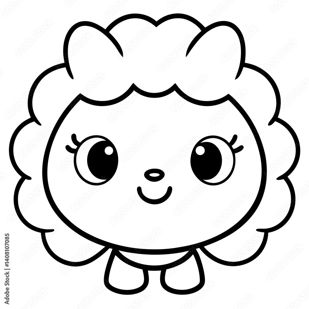Minimal Kawaii Line Art Vector Illustration on White Background Minimal Kawaii Line Art Vector Illustration on White Background