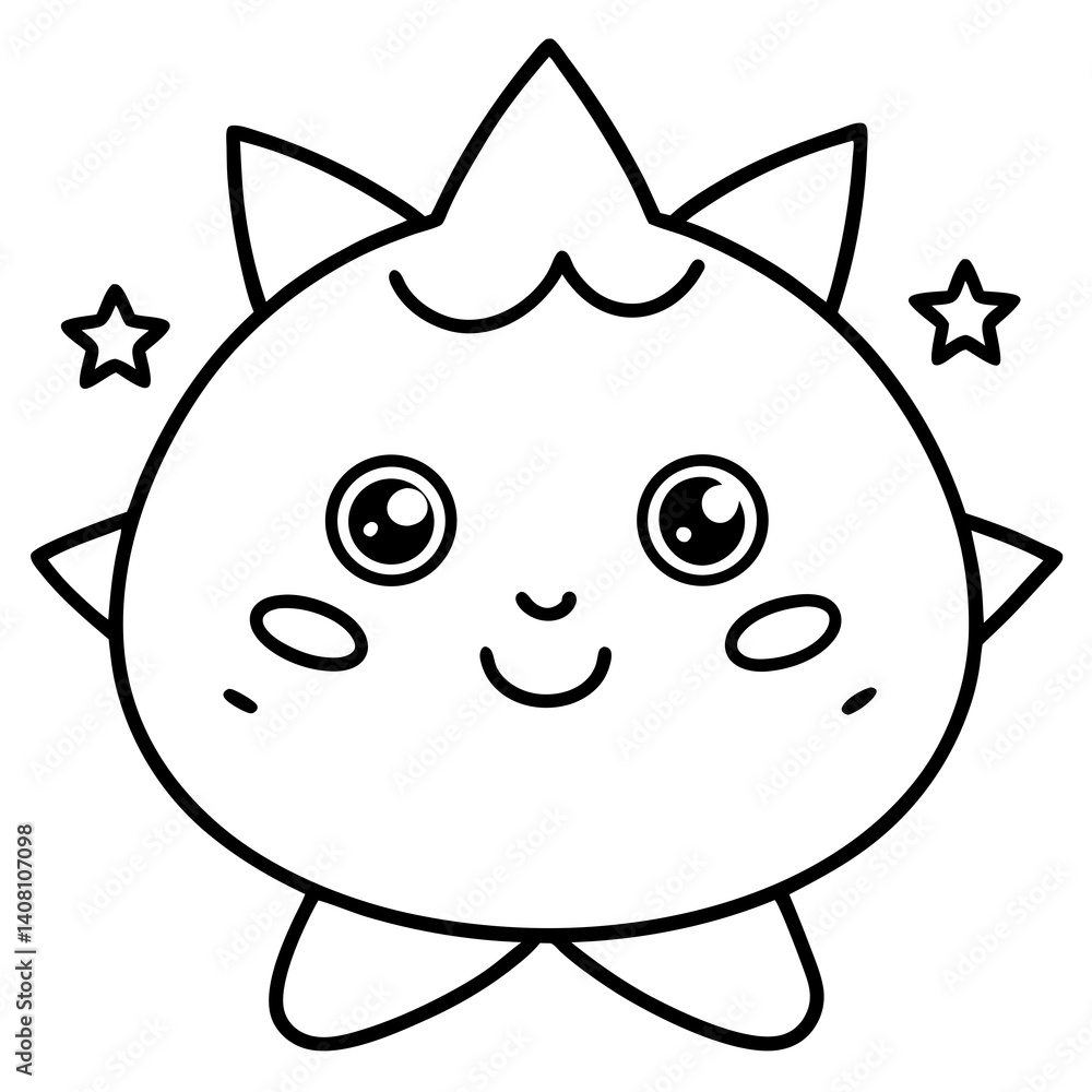 Minimal Kawaii Line Art Vector Illustration on White Background Minimal Kawaii Line Art Vector Illustration on White Background