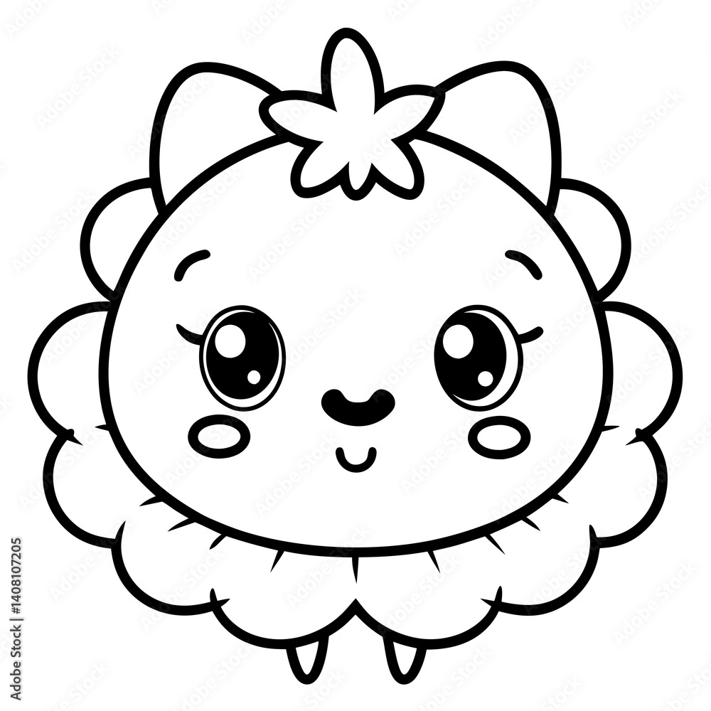 Fototapeta premium Minimal Kawaii Line Art Vector Illustration on White Background