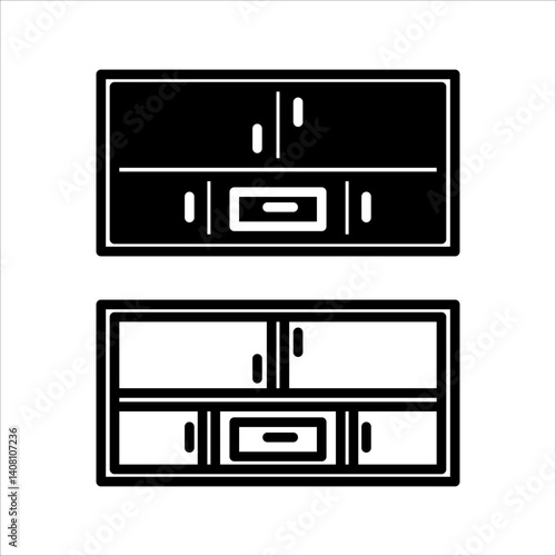 Refrigerators icons set. Industrial refrigerators for shops and  restaurants. Wine fridge, ice cream fridge, display case.