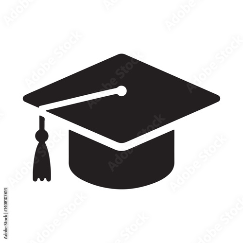 Graduation cap vector icon illustration on white background. Graduation hat icon vector.
