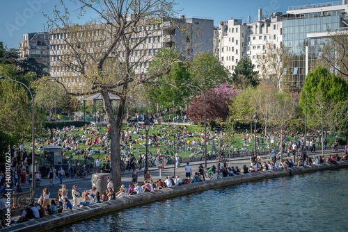 Photography Paris, France - 04 05 2025: Canal Saint-Martin