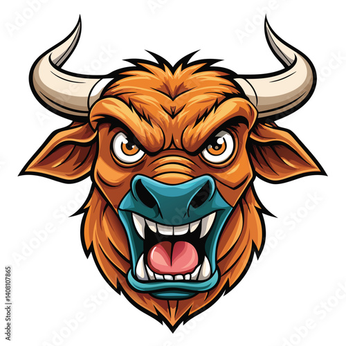 Angry bull head illustration