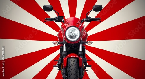 Red Motorcycle: Sunburst Radiance AI Generated