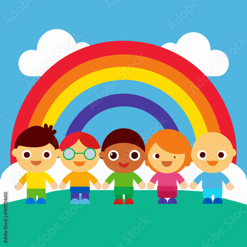 kids and rainbow