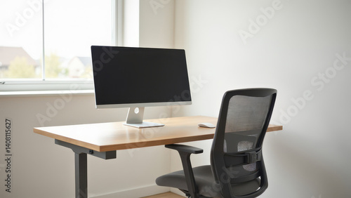 Minimalist Ergonomic Desk Setup with Clean Design and Comfortable Chair