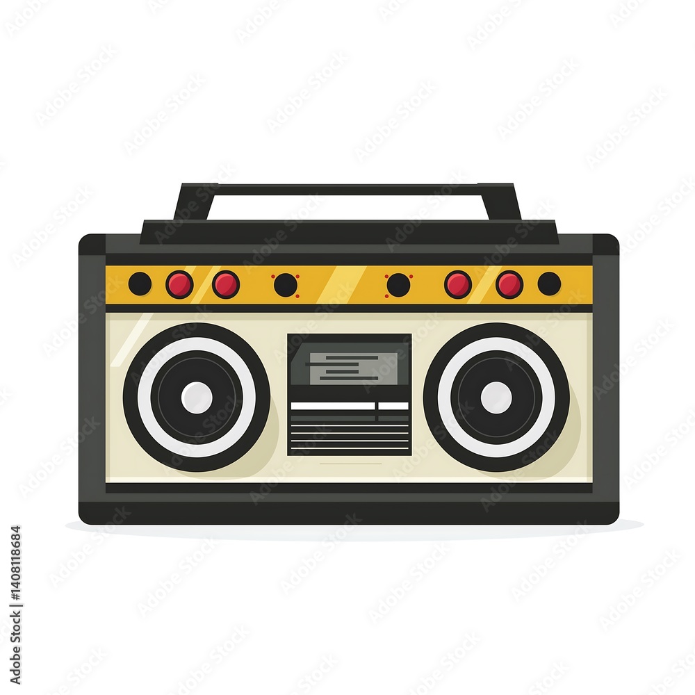 Retro Boombox Graphic: Classic 90s Music Icon and Portable Audio Entertainment Retro Boombox Graphic: Classic 90s Music Icon and Portable Audio Entertainment