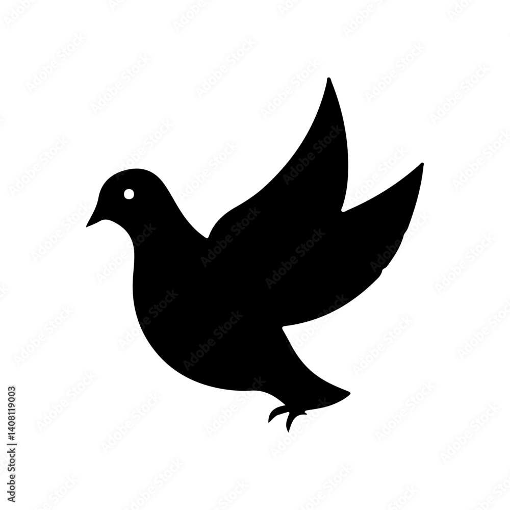 Dove silhouette icon vector flat design on white background. Dove silhouette icon vector flat design on white background.