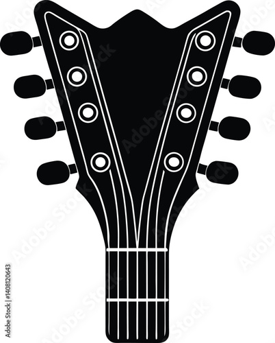 Guitar Headstock Silhouette Black Vector | Musical Instrument Design