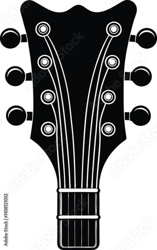 Guitar Headstock Silhouette Black Vector | Musical Instrument Design