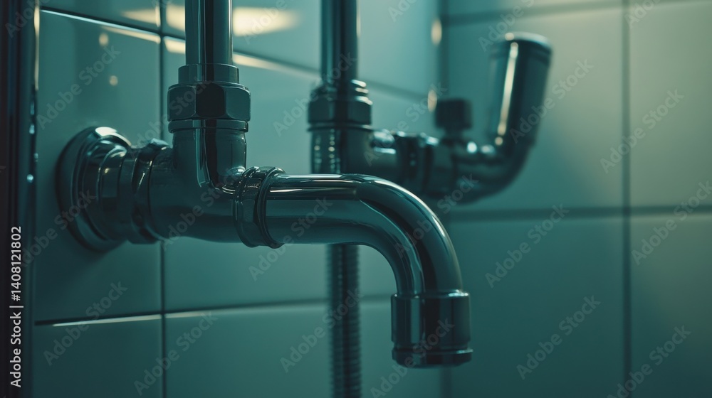 Plumber fitting pipes for a bathroom renovation project. Featuring pipework and home improvement Plumber fitting pipes for a bathroom renovation project. Featuring pipework and home improvement