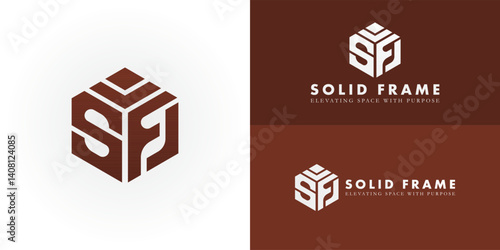 The modern emblem cleverly incorporates the initials SF into a sturdy, three-dimensional cube structure. The logo is designed specifically for the Architecture and Construction sectors