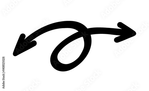 Single 2 way double curved arrows icon, simple up down flat design concept vector for app ads web 