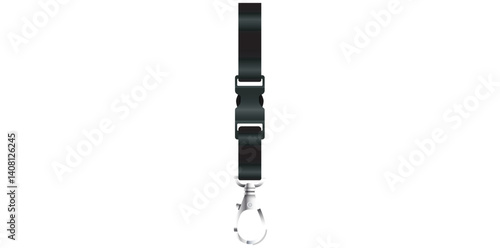 Neck Strap Lanyard Safety Breakaway For ID Name Badge Holder Key Metal Clasp Vector Illustration.	