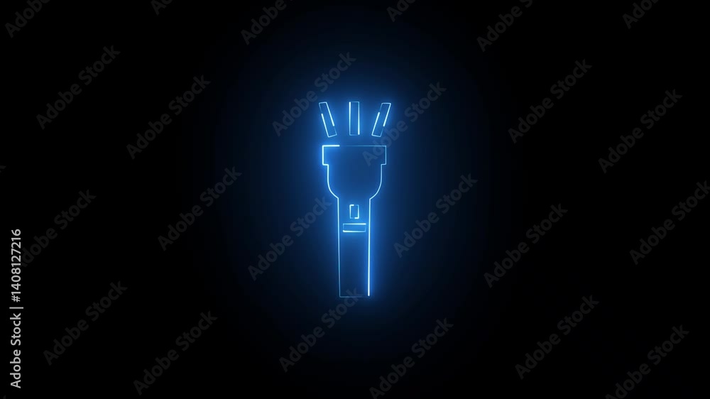 Abstract flash light icon neon glowing animation on black background. Torch light icon symbol. HD 4k video motion Abstract flash light icon neon glowing animation on black background. Torch light icon symbol. HD 4k video motion