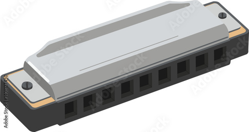 Vector illustration of silver harmonica