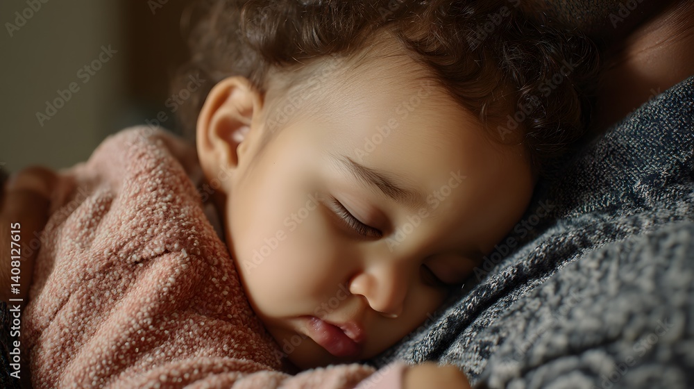 Cute Mixed Race Baby Sleeping Peacefully in High Angle View on Cozy Background Cute Mixed Race Baby Sleeping Peacefully in High Angle View on Cozy Background