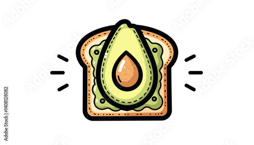 Avocado toast illustration with fresh toppings on bread  