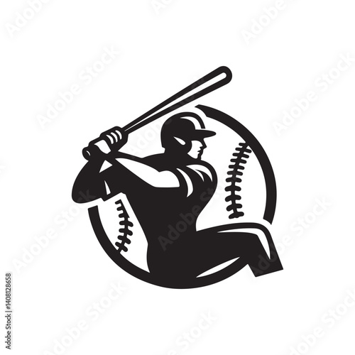 baseball batter vector silhouette clip art logo illustration