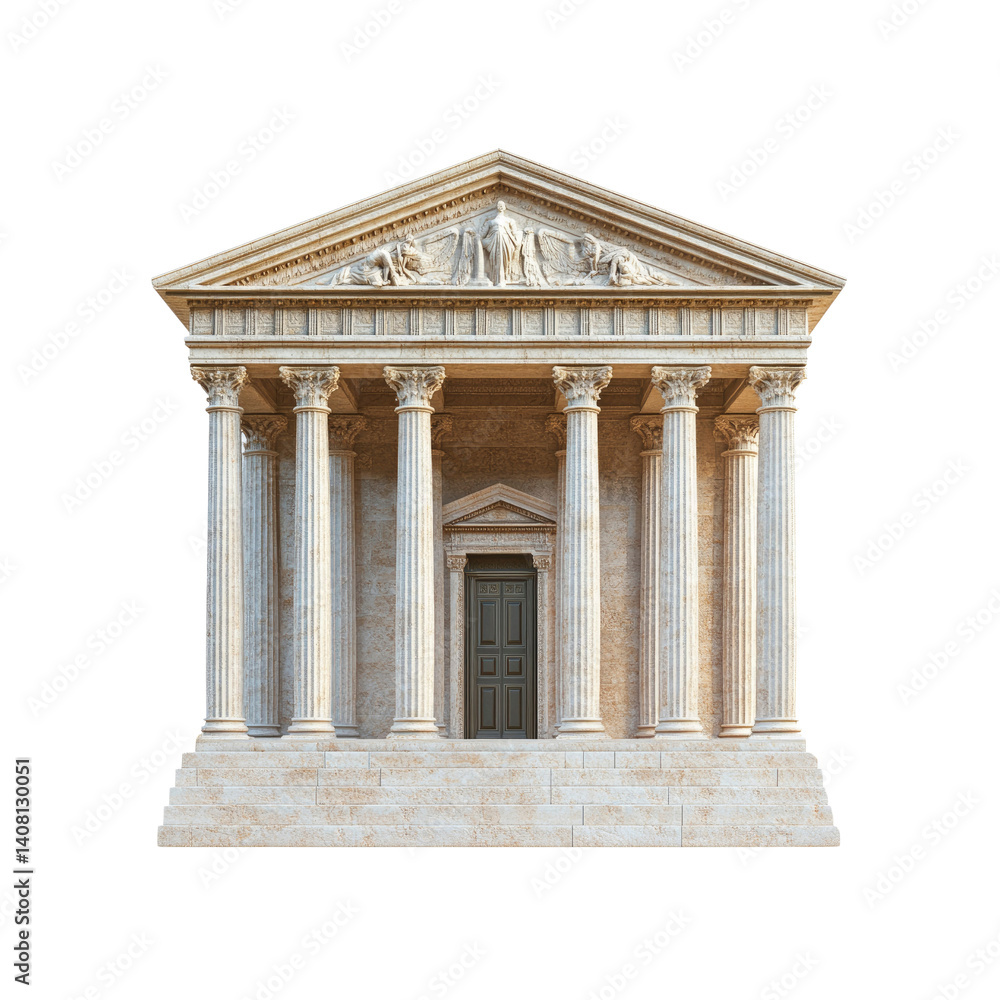 Ancient Greek Temple Facade Architectural Marvel with Ionic Columns and Pediment Ancient Greek Temple Facade Architectural Marvel with Ionic Columns and Pediment