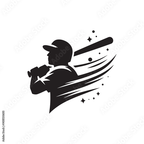 baseball batter vector silhouette clip art logo illustration