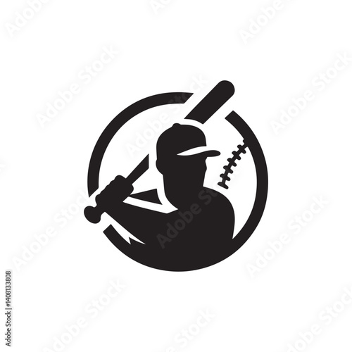 baseball batter vector silhouette clip art logo illustration