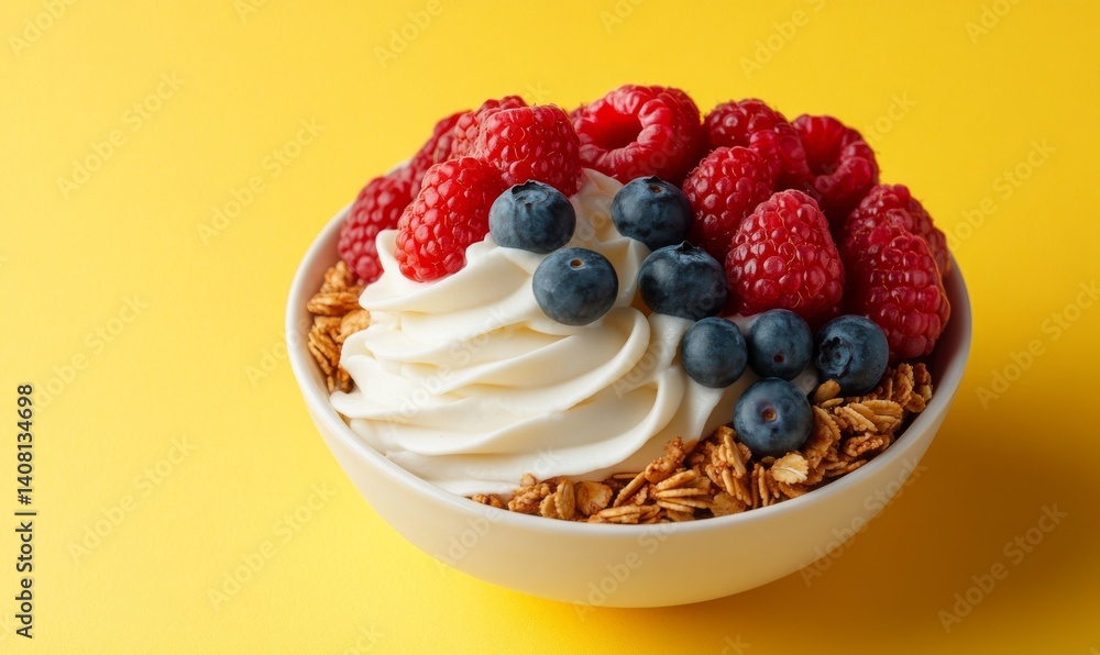 Creamy Yogurt paired with Berries and Granola in a Breakfast Bowl Creamy Yogurt paired with Berries and Granola in a Breakfast Bowl