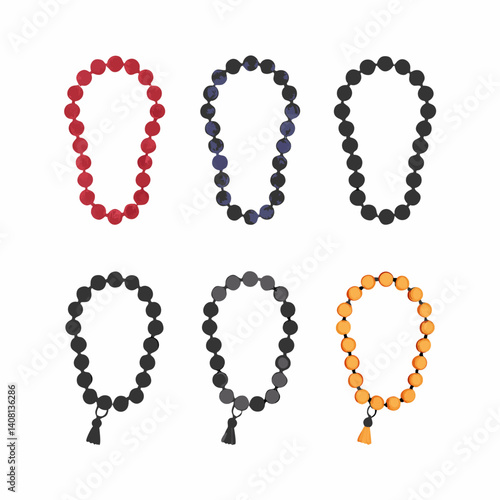 Elegant beaded necklaces in vibrant red, navy, black, and gold, each adorned with a delicate tassel, showcasing a minimalist yet stylish design.
