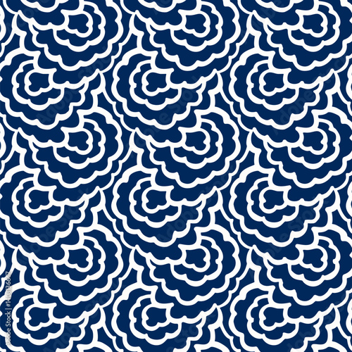 Black and white seamless pattern with Paisley print in a retro style. Vector illustration