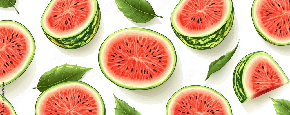 A vibrant pixel art design of a watermelon on a white background is displayed A vibrant pixel art design of a watermelon on a white background is displayed