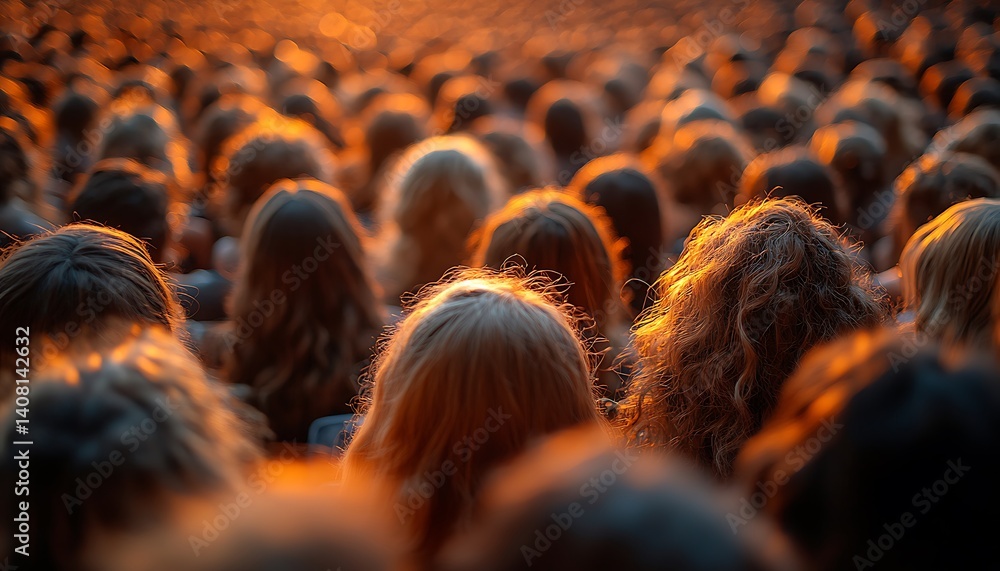 Obraz premium Crowd at outdoor concert sunset