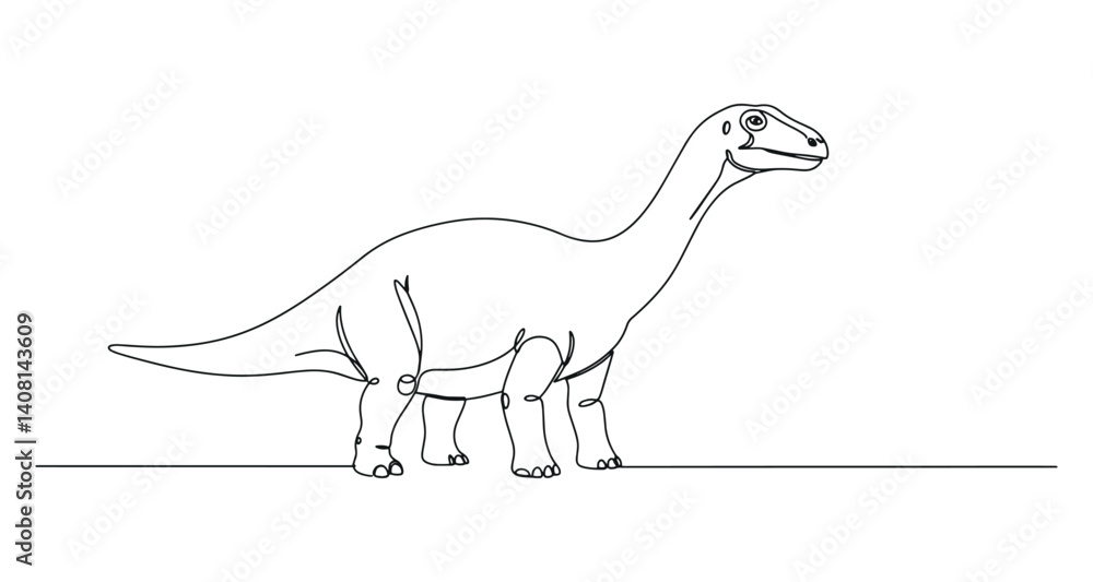 Fototapeta premium Dinosaur sketch depicting a prehistoric creature against a white background 