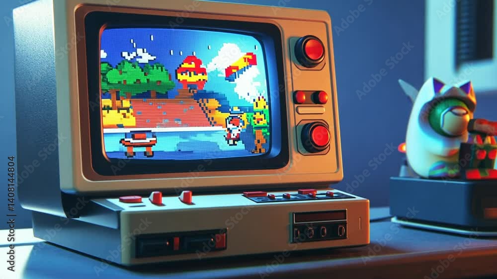 Nostalgic Pixel Art Adventure on a Retro Gaming Console: A Trip Down ...